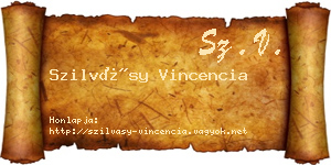 Szilvásy Vincencia névjegykártya